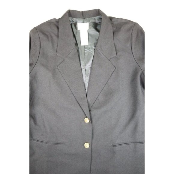 WOMEN'S BLACK 2-BUTTON BLAZER SUIT JACKET - LASTING COMFORT - NOTCH LAPEL - Picture 3 of 7